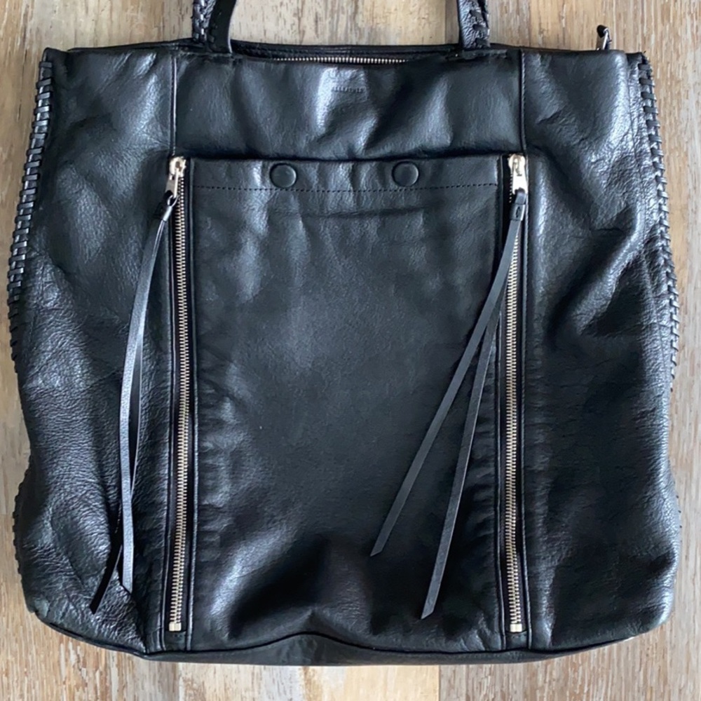 All Saints Black Leather Tote